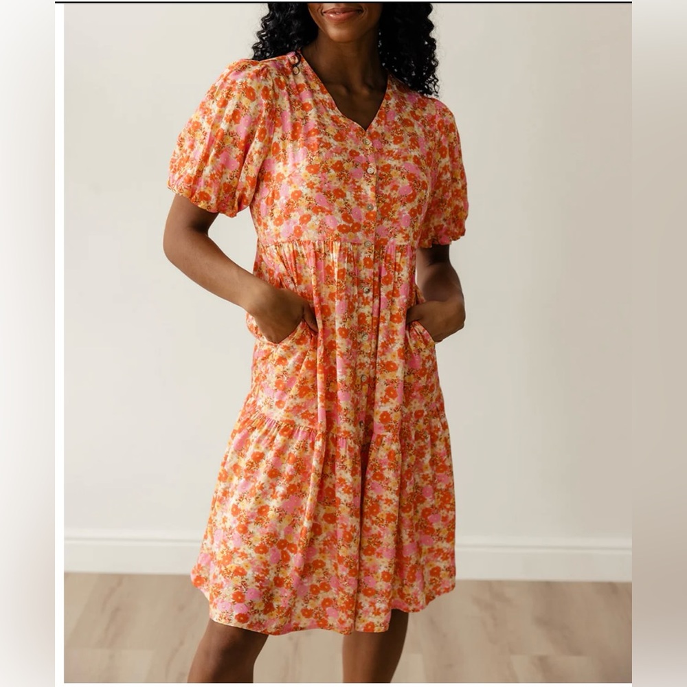 Linda Floral Button Dress